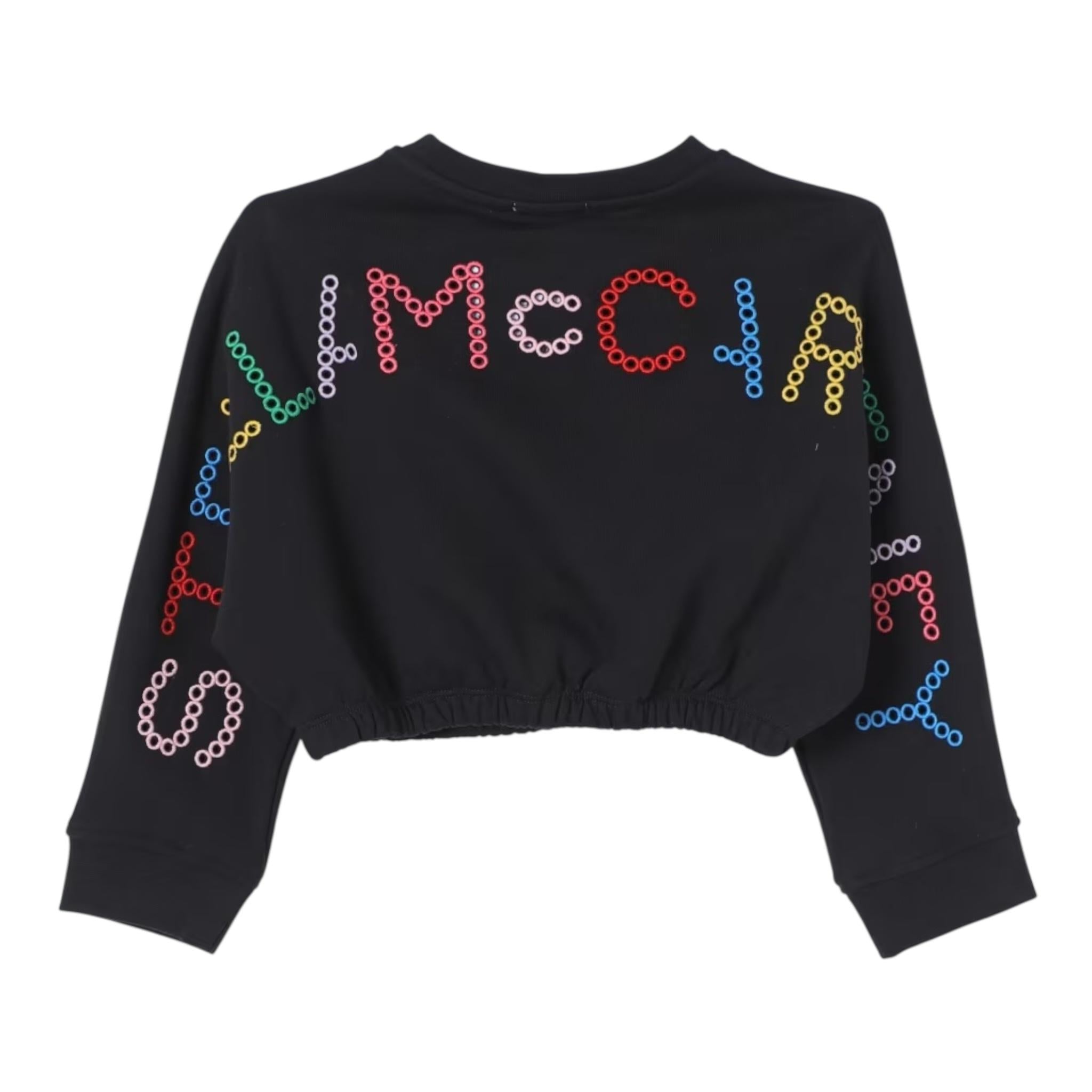 STELLA McCARTNEY felpa girocollo tinta unita con stampa retro Nero per Bambina TV4D40 NERO STELLA McCARTNEY 