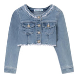 Abel & Lula Giubbino In Denim Tinta Unita con Ricami per Bambina 5369XX AZZURRO ABEL & LULA 