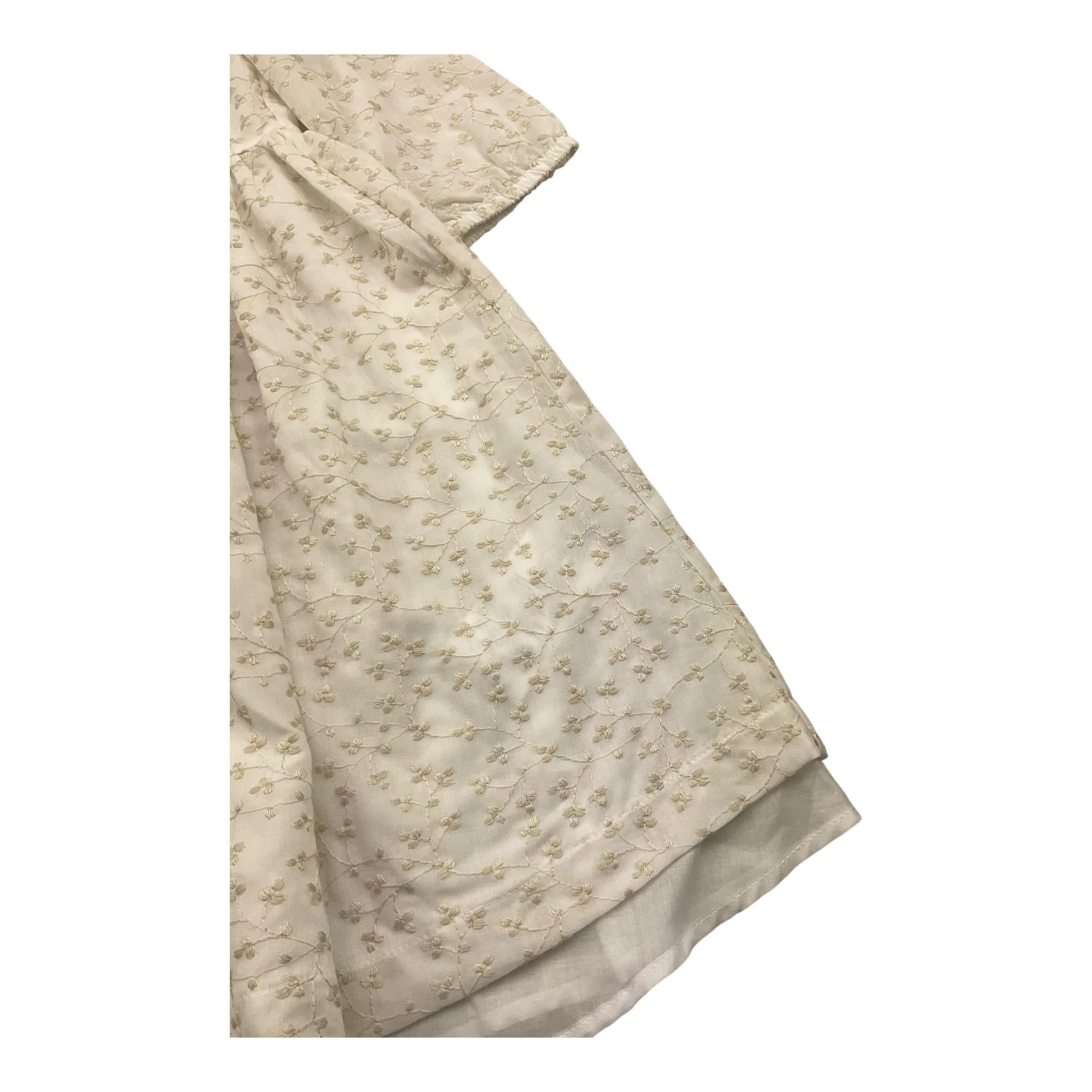 abito manica 3/4 tinta unita con ricami ZW5A42 BIANCO CAFFE' D'ORZO 