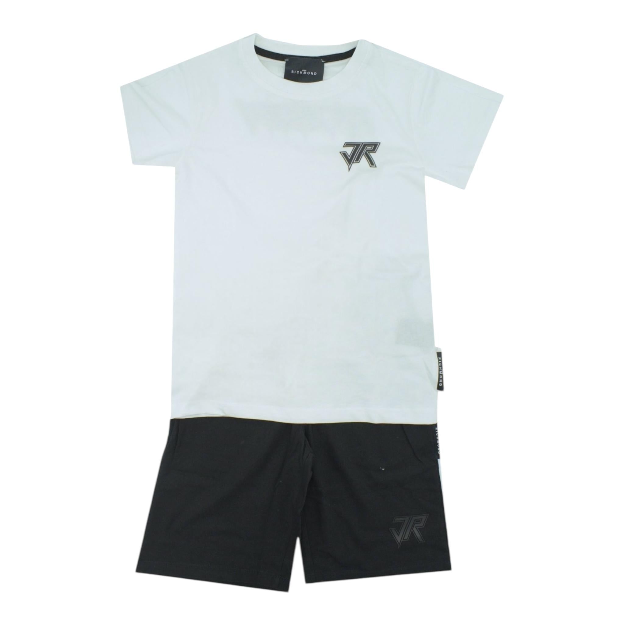 John Richmond Completo 2 Pezzi T-Shirt-Bermuda Tinta Unita per Bambino RBP25134CJXJ BIANCO/NERO JOHN RICHMOND 