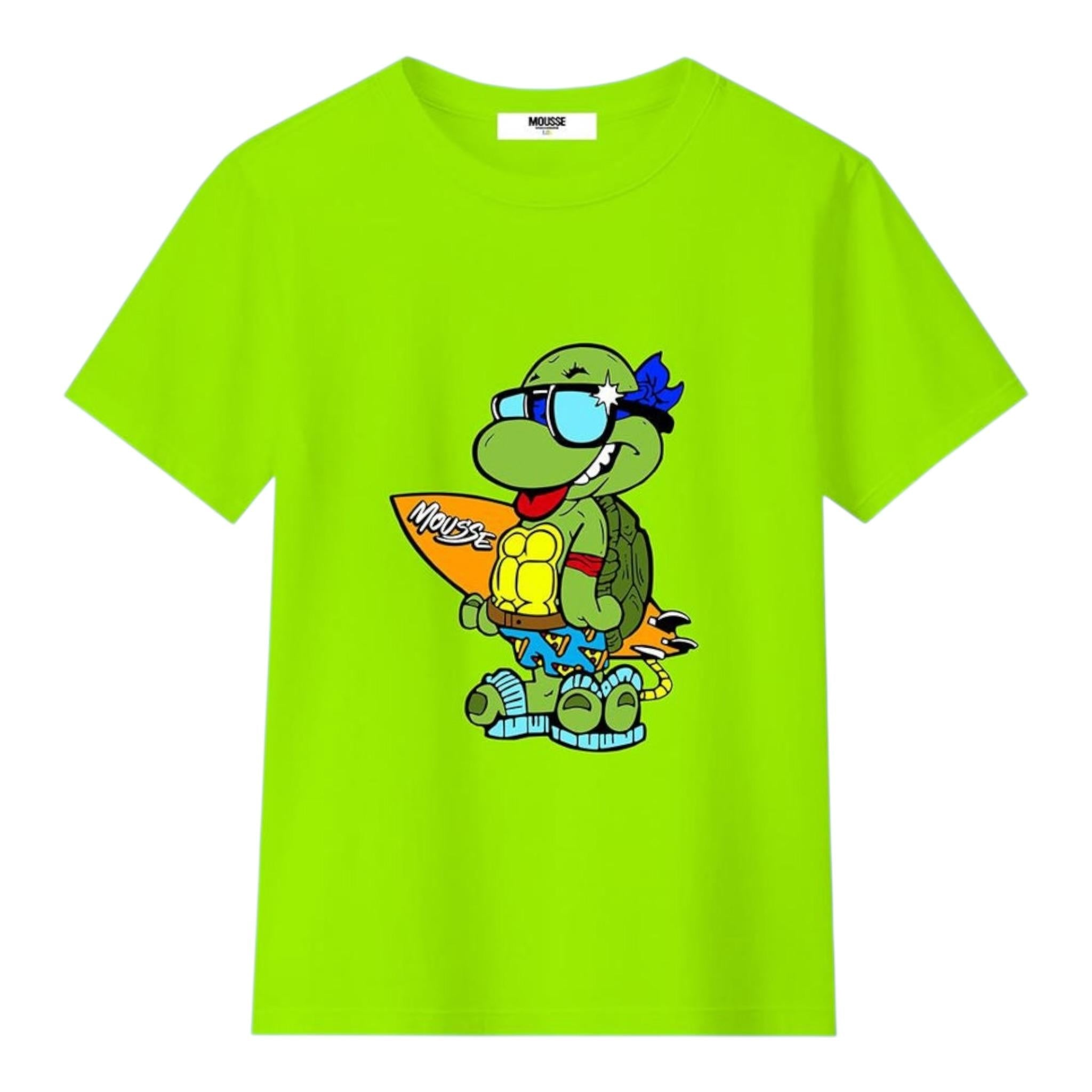 Mousse T-Shirt Tinta Unita con Stampa per Bambino NINJASURFFF VERDE MOUSSE 