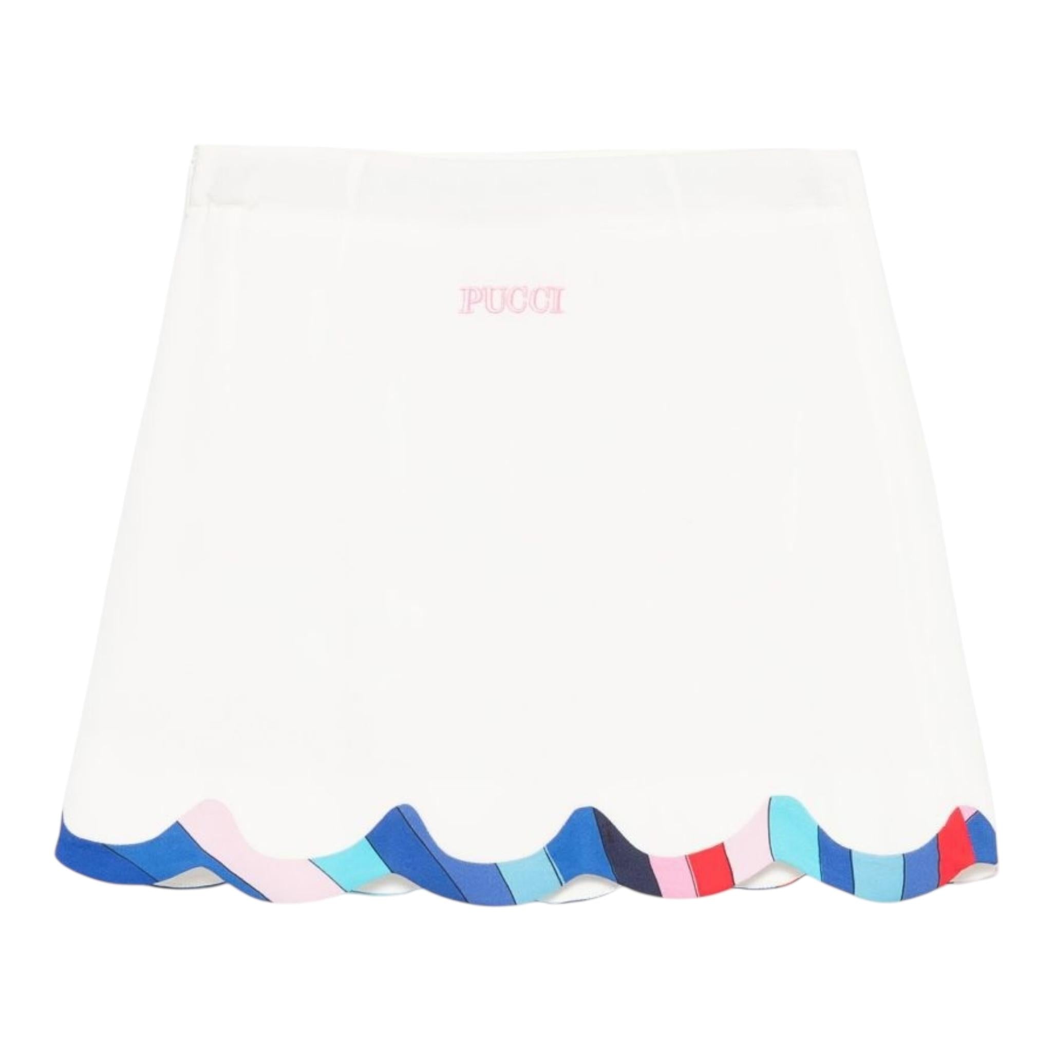 Emilio Pucci Gonna Tinta Unita con Profili In Contrasto per Bambina PW7A21 BIANCO EMILIO PUCCI 