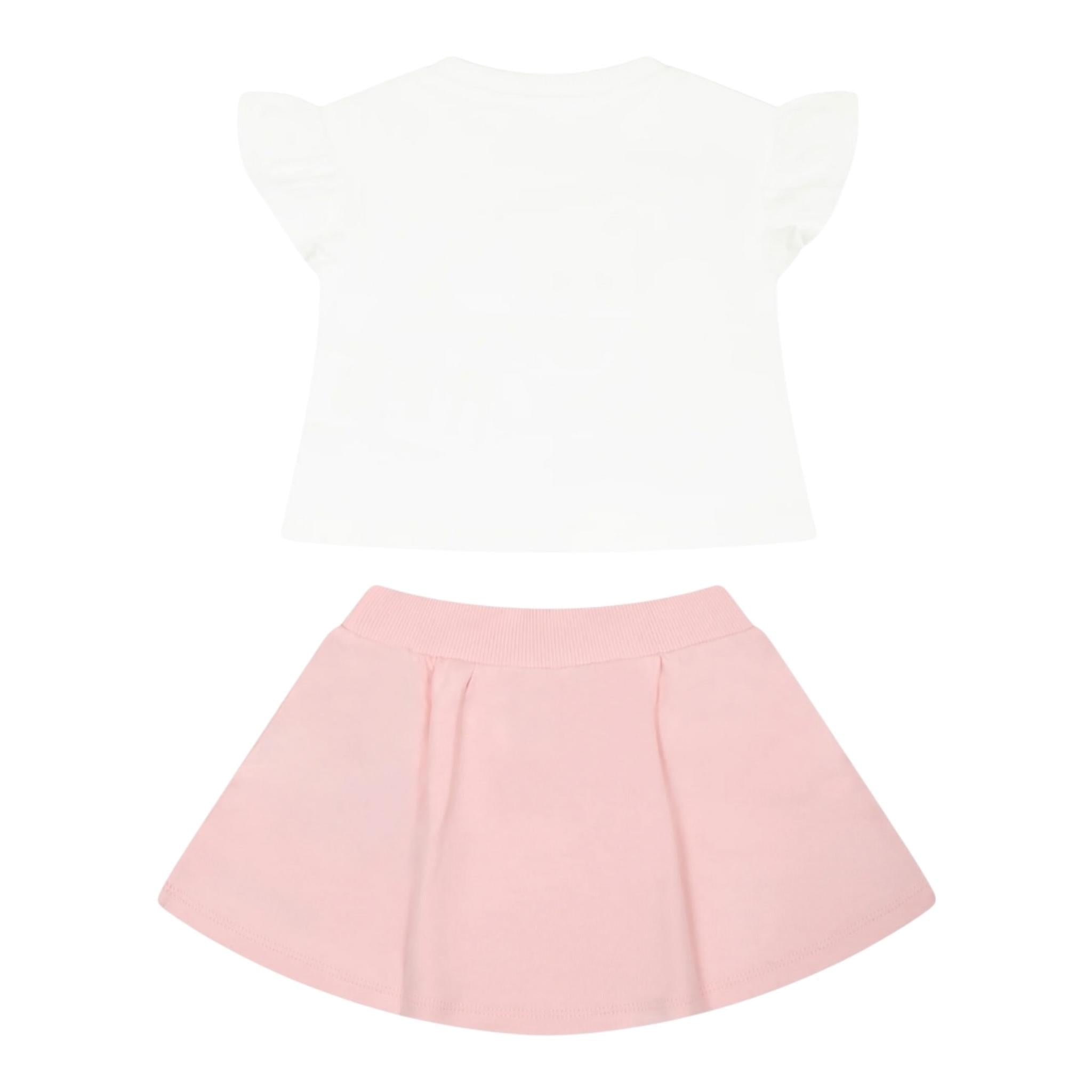 Moschino Completo 2 Pezzi T-Shirt-Gonna per Bambina MDG01GJ BIANCO/ROSA MOSCHINO 