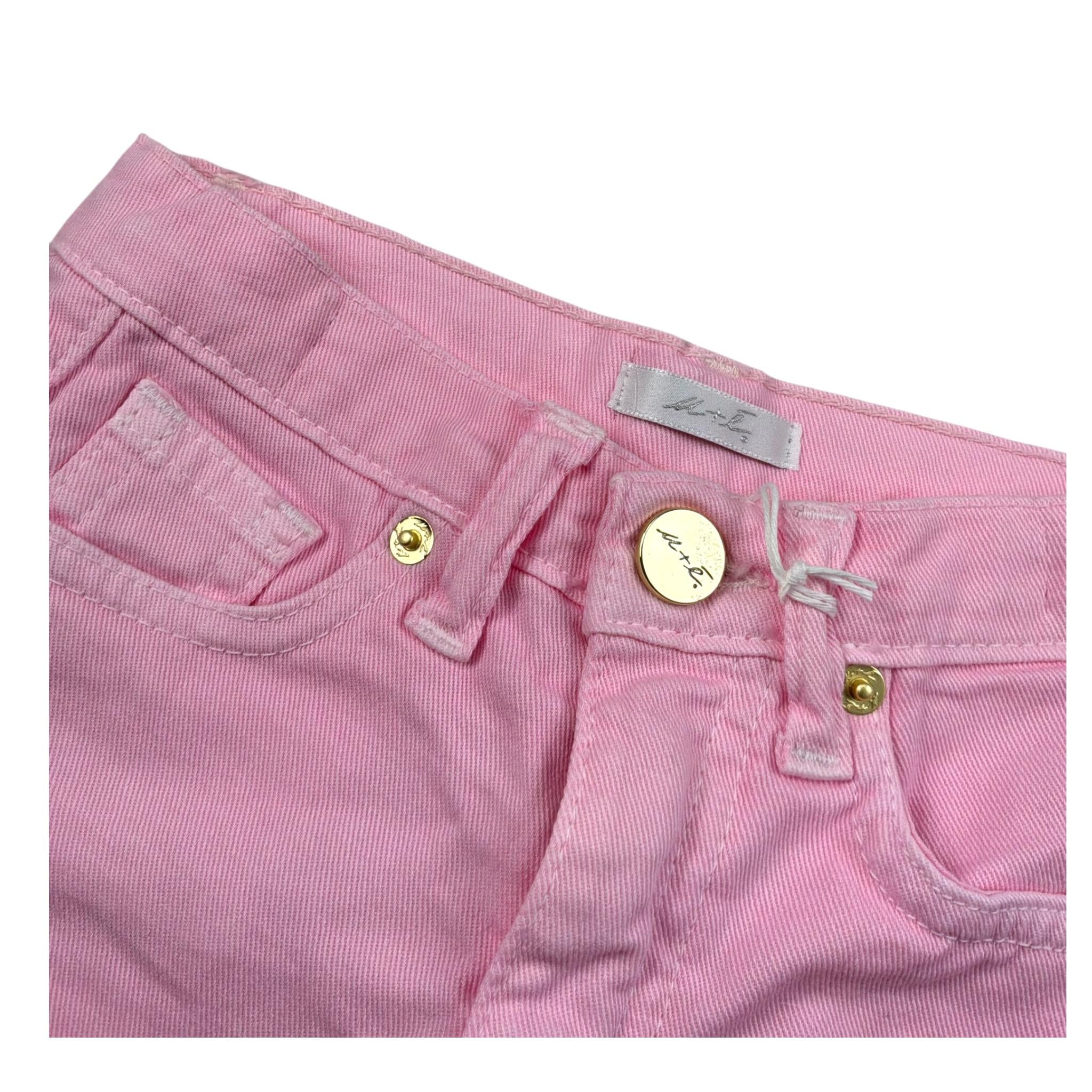 M+E' Short In Denim tinta unita con Girovita Regolabile Rosa per Bambina UE1704XX ROSA M+E' 