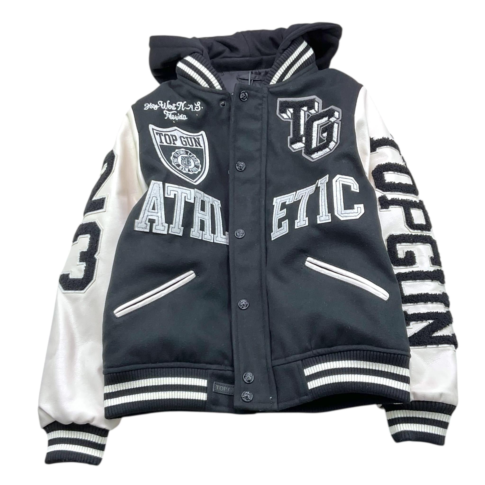 TOP GUN giubbino modello college bicolore con cappuccio Bianco/nero per Bambino 02G0585 BIANCO/NERO TOP GUN 
