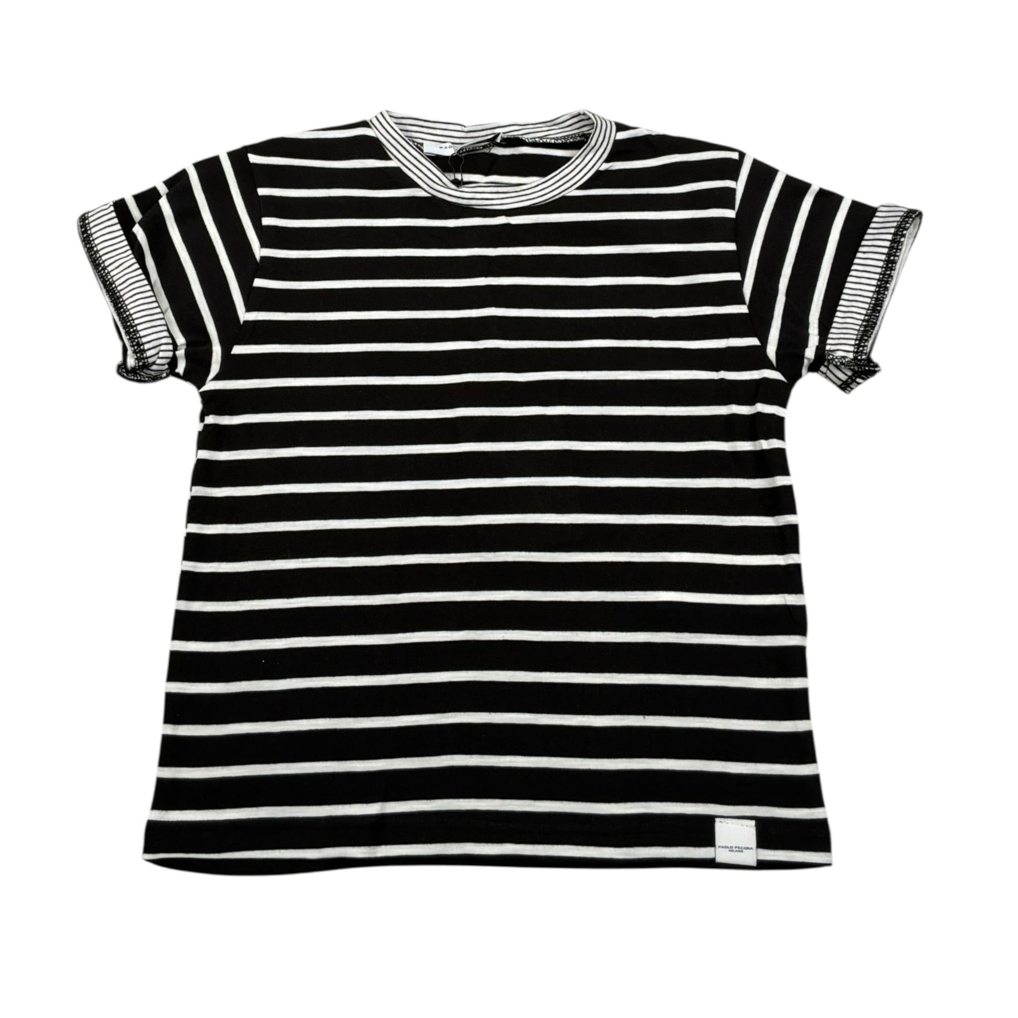 Paolo Pecora T-Shirt Bicolore con Fantasia A Righe Nero per Bambino P3668 NERO PAOLO PECORA 