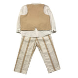Barcellino Komplettset, 3-teilig, Hemd, Hose, beige Weste für Neugeborene