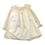 Marta Y Paula Langärmliges transparentes Kleid, einfarbig, mit Tüll und Stickerei, cremefarben für Baby-Mädchen