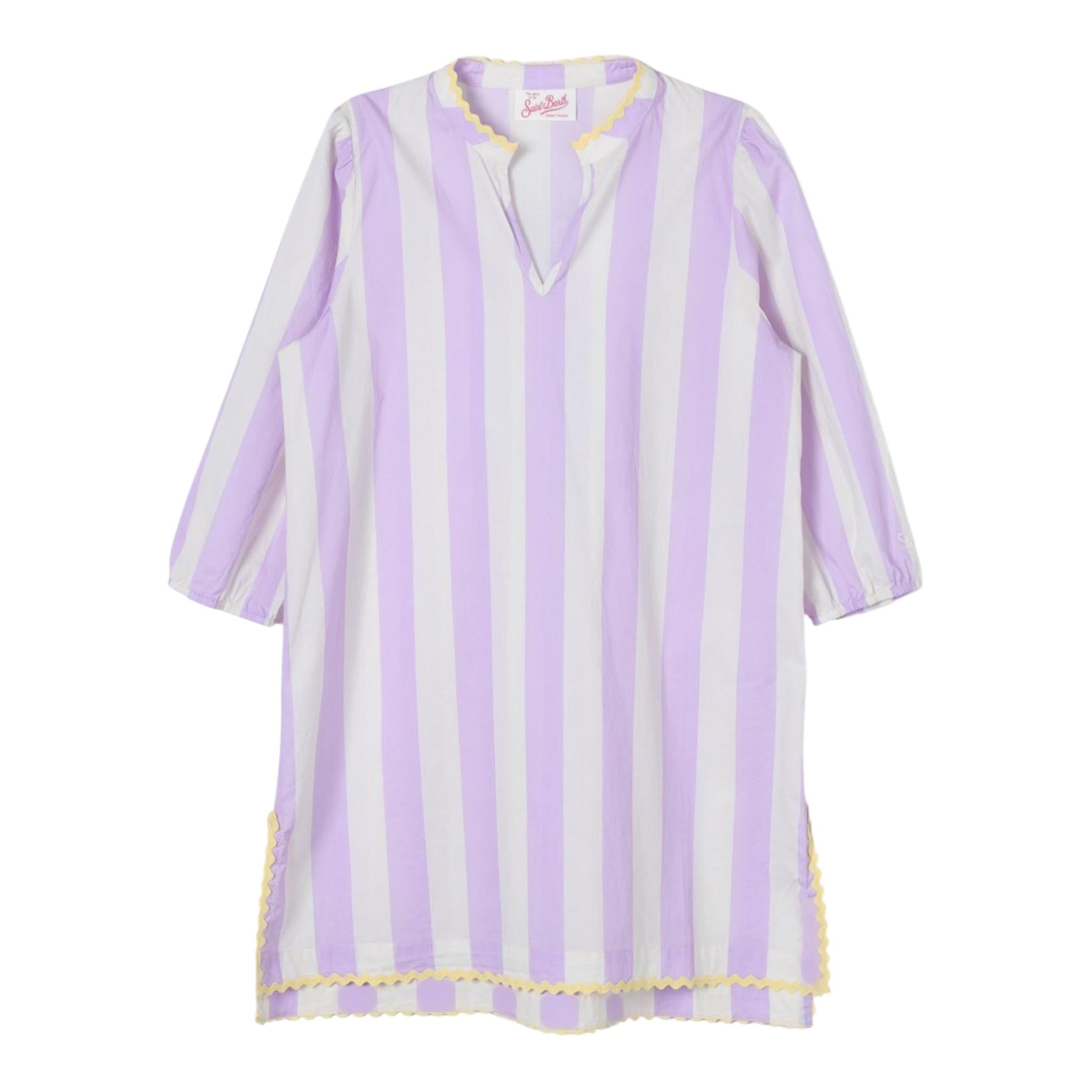 Il Gufo Abito Mezza Manica Stampa Fantasia A Righe per Bambina JUMEIRAX LILLA IL GUFO 