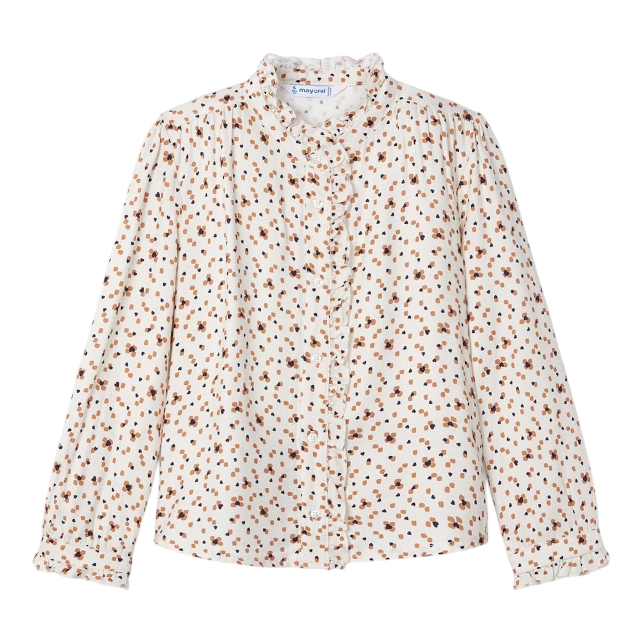 MAYORAL camicia manica lunga tinta unita fantasia cuori Panna per Bambina 4117JX PANNA MAYORAL 