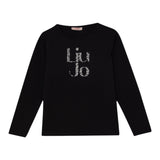 LIU JO shirt girocollo tinta unita con stampa e applicazioni Nero per Bambina GF4093 NERO LIU JO 