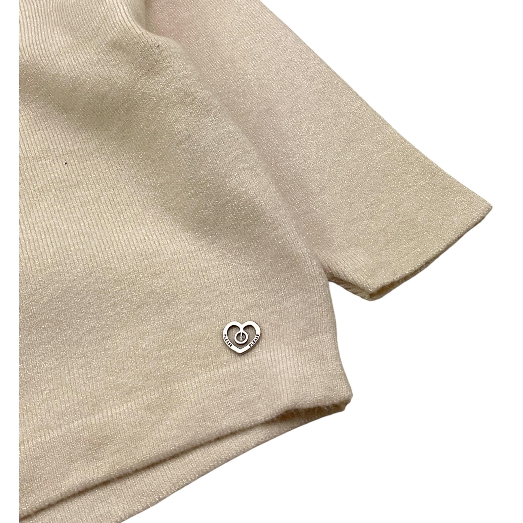 PLEASE maglia girocollo tinta unita con stampa Beige per Bambina NB74230G65 BEIGE PLEASE 