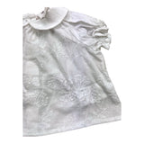 Dou Dou Schlichtes Halbarm-Shirt mit weißer Stickerei für Baby-Mädchen