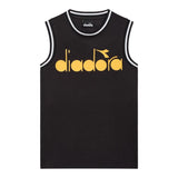 Diadora Einfarbiges Tanktop mit Rundhalsausschnitt und schwarzem Logo-Print für Jungen
