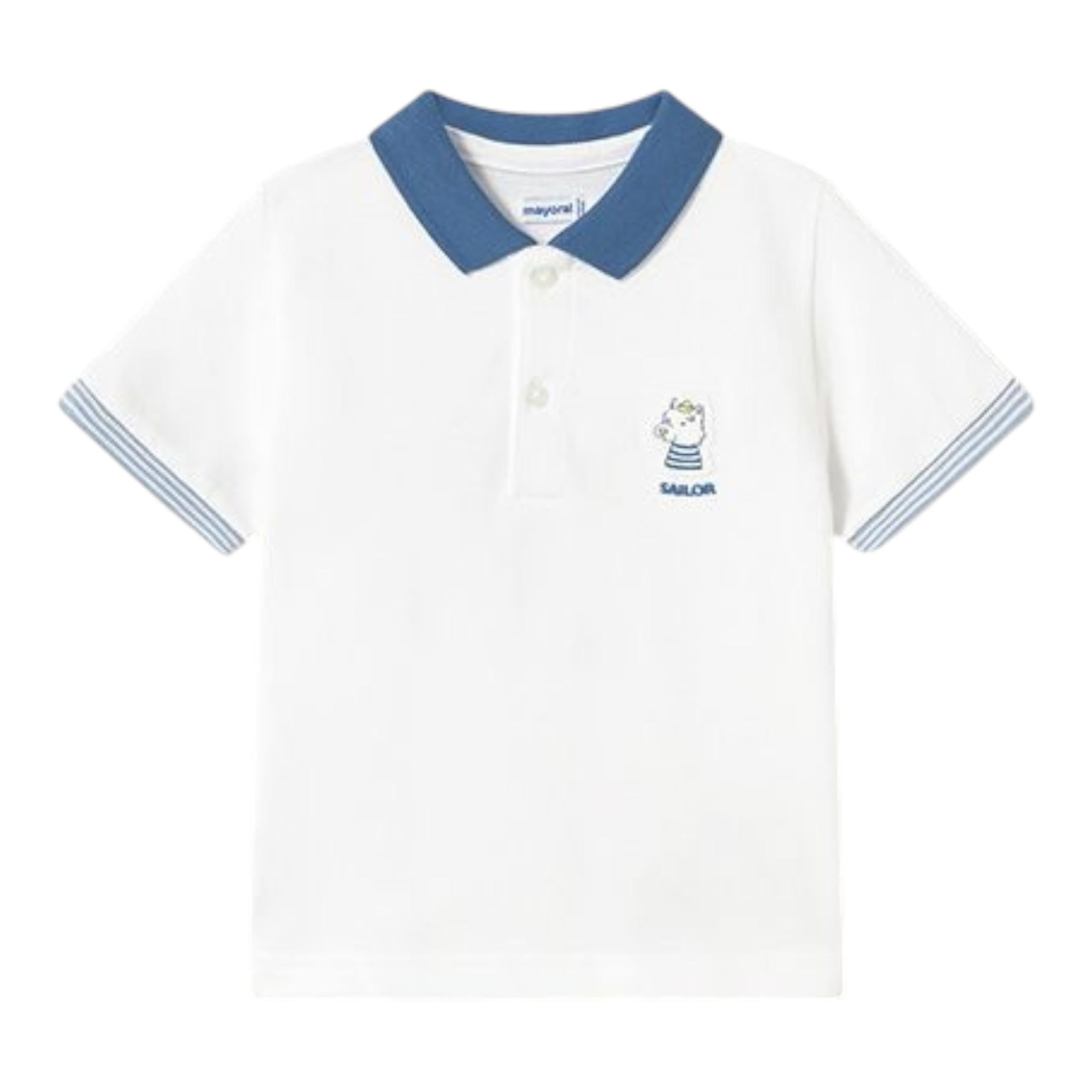 Guess Polo Tinta Unita Mezza Manica con Colletto In Contrasto per Neonato 1108 BIANCO GUESS 