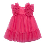 Abel & Lula Abito Mezza Manica Tinta Unita In Tulle per Neonata 502992X FUXIA ABEL & LULA 