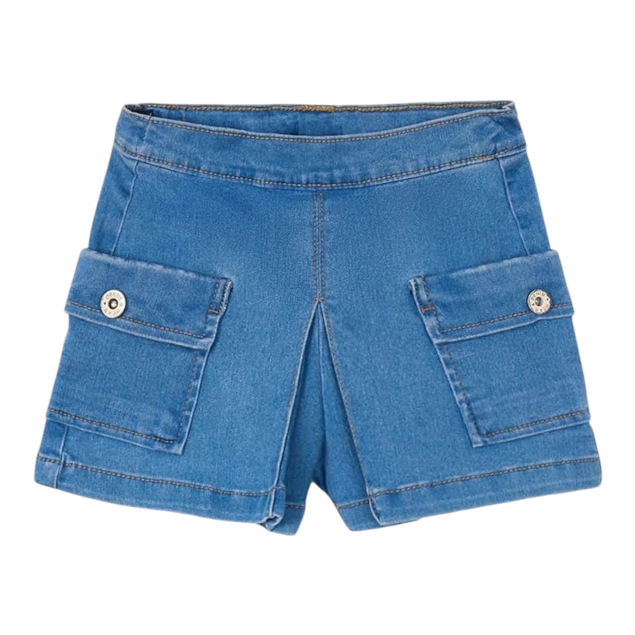 Mayoral Short Tinta Unita con Tasconi per Bambina 3207 AZZURRO MAYORAL 