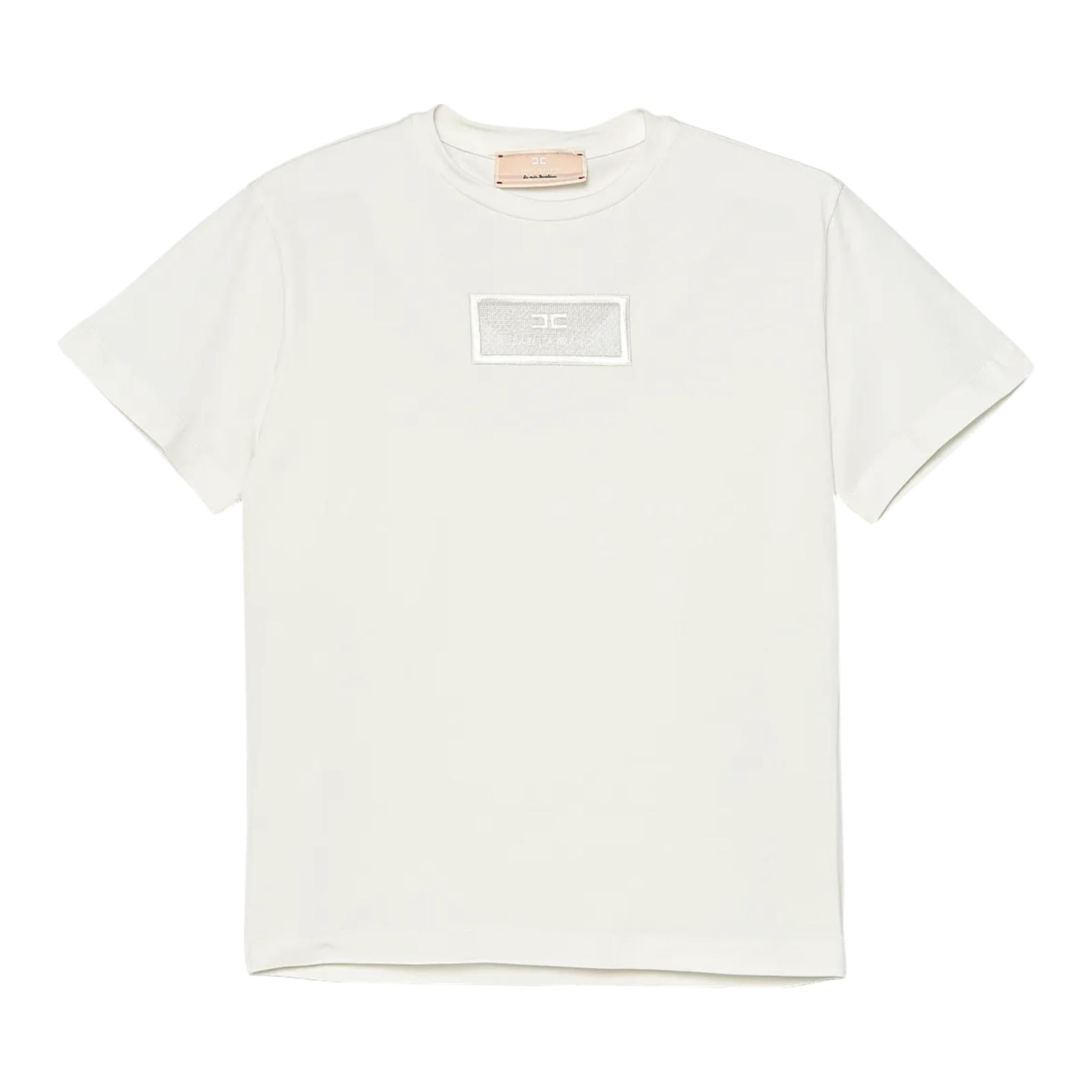Elisabetta Franchi T-Shirt Girocollo Tinta Unita con Logo per Bambina EFTS235 PANNA ELISABETTA FRANCHI 
