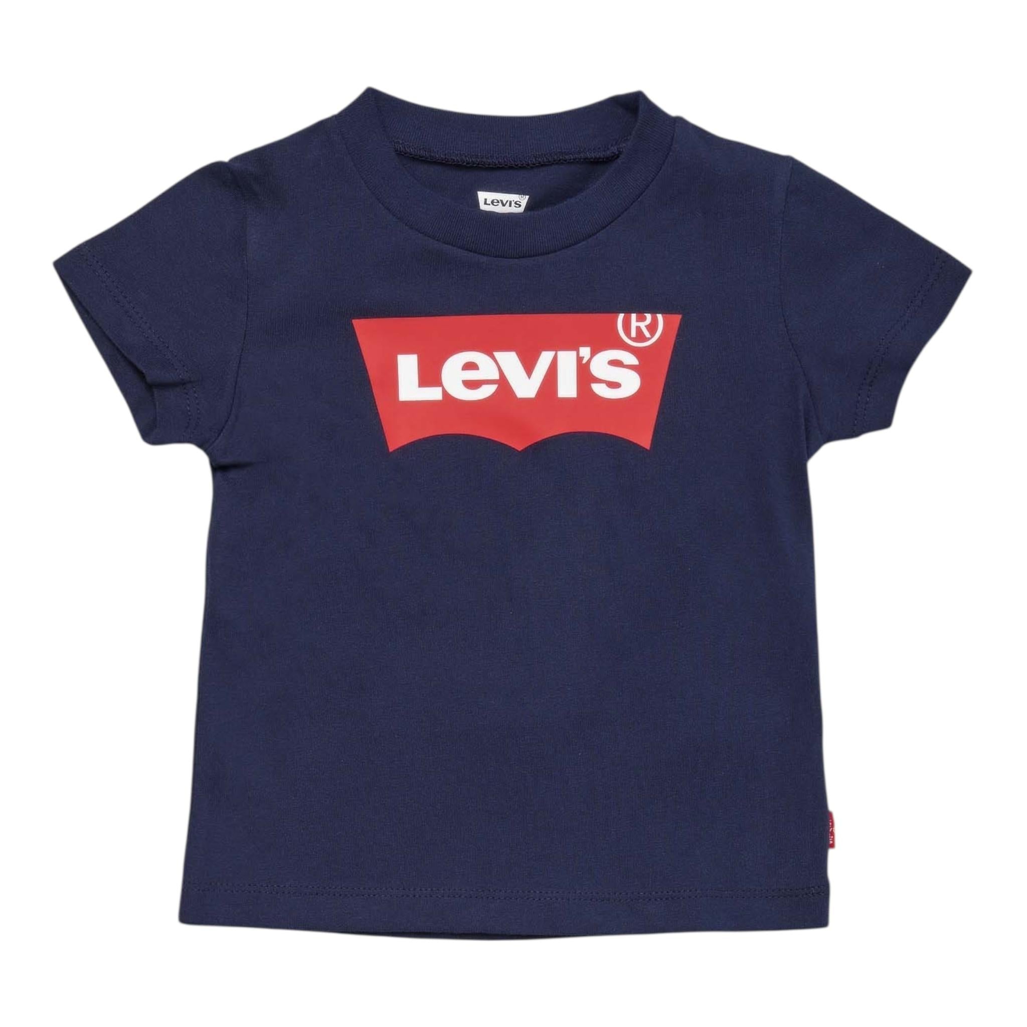 Levi'S T-Shirt Girocollo Tinta Unita con Logo per Neonato 6E8157X BLU LEVI'S 