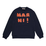 MARNI felpa chiusa girocollo tinta unita con logo in contrasto Blu per Bambino M00935 BLU MARNI 