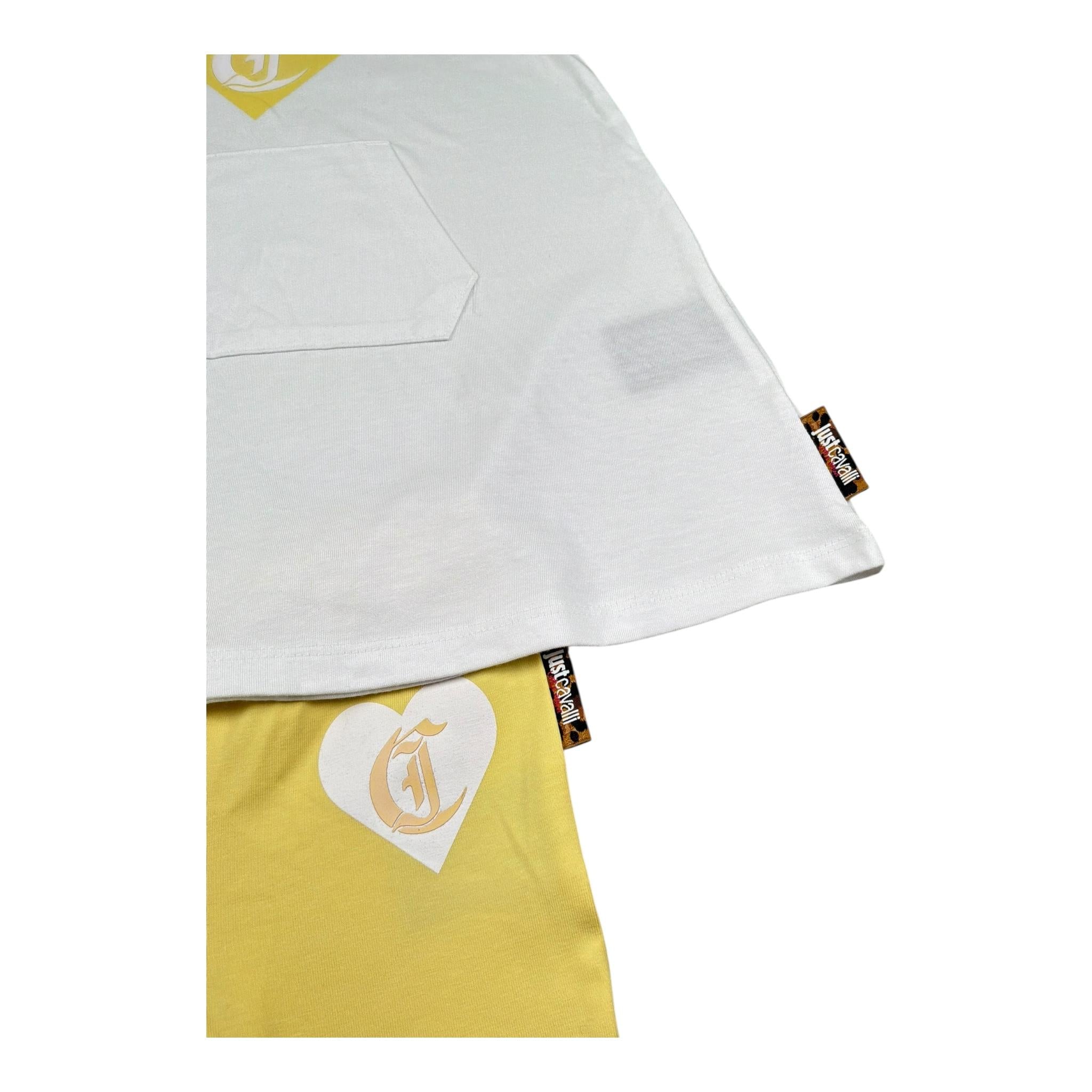 completo 2 pezzi t-shirt-leggins bicolore JIP26076VE BIANCO/GIALLO JUST CAVALLI 