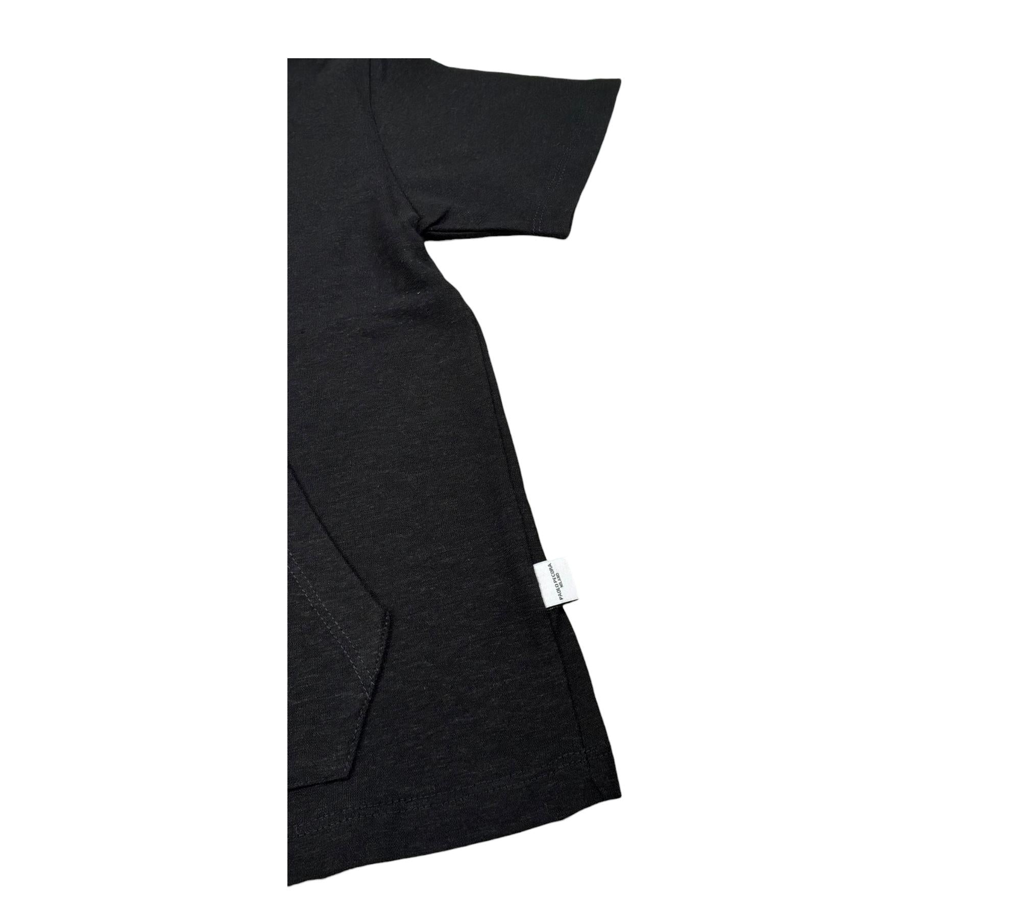 Paolo Pecora T-Shirt Girocollo Tinta Unita con Taschino per Bambino PP4370 NERO PAOLO PECORA 