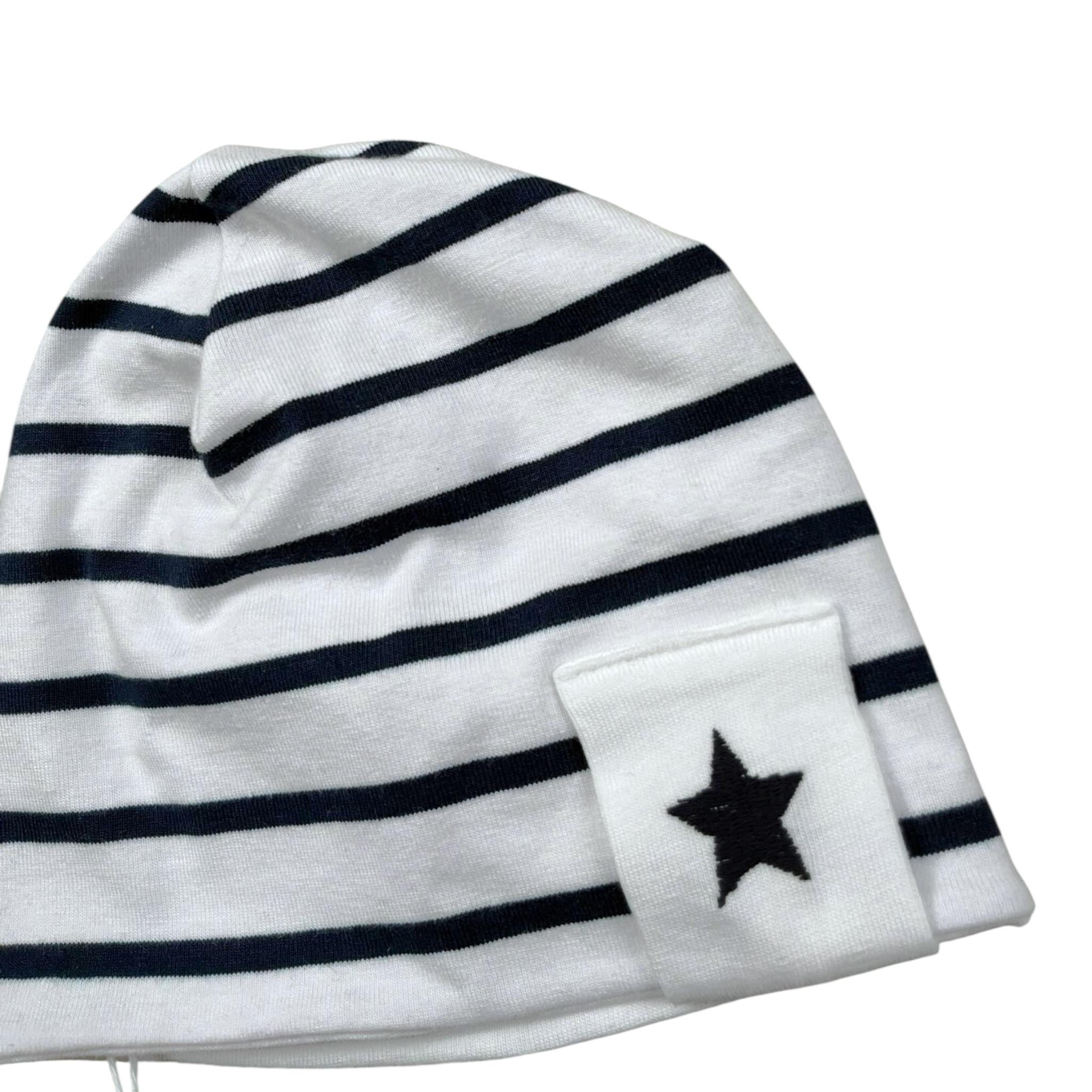 Le Bebe' Cappello tinta unita con Fantasia A Righe Bianco per Neonato LBB4043 BIANCO LE BEBE' 