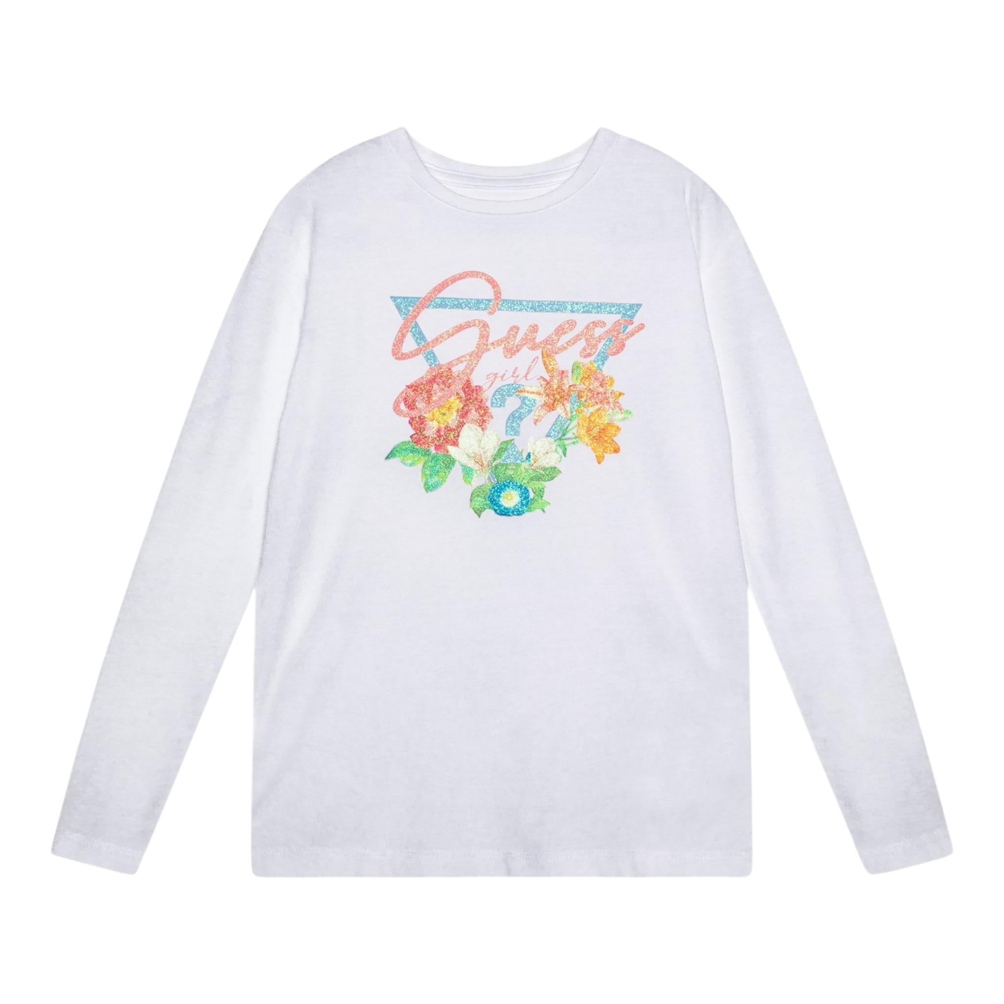 GUESS shirt tinta unita girocollo con stampa Bianco per Bambina J4YI38K6YW4 BIANCO GUESS 