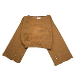 Mariuccia – Schlichtes, perforiertes Camel-Shirt mit Rundhalsausschnitt für Mädchen