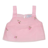 Simonetta Top einfarbig mit Tüll und rosa Blumen für Mädchen
