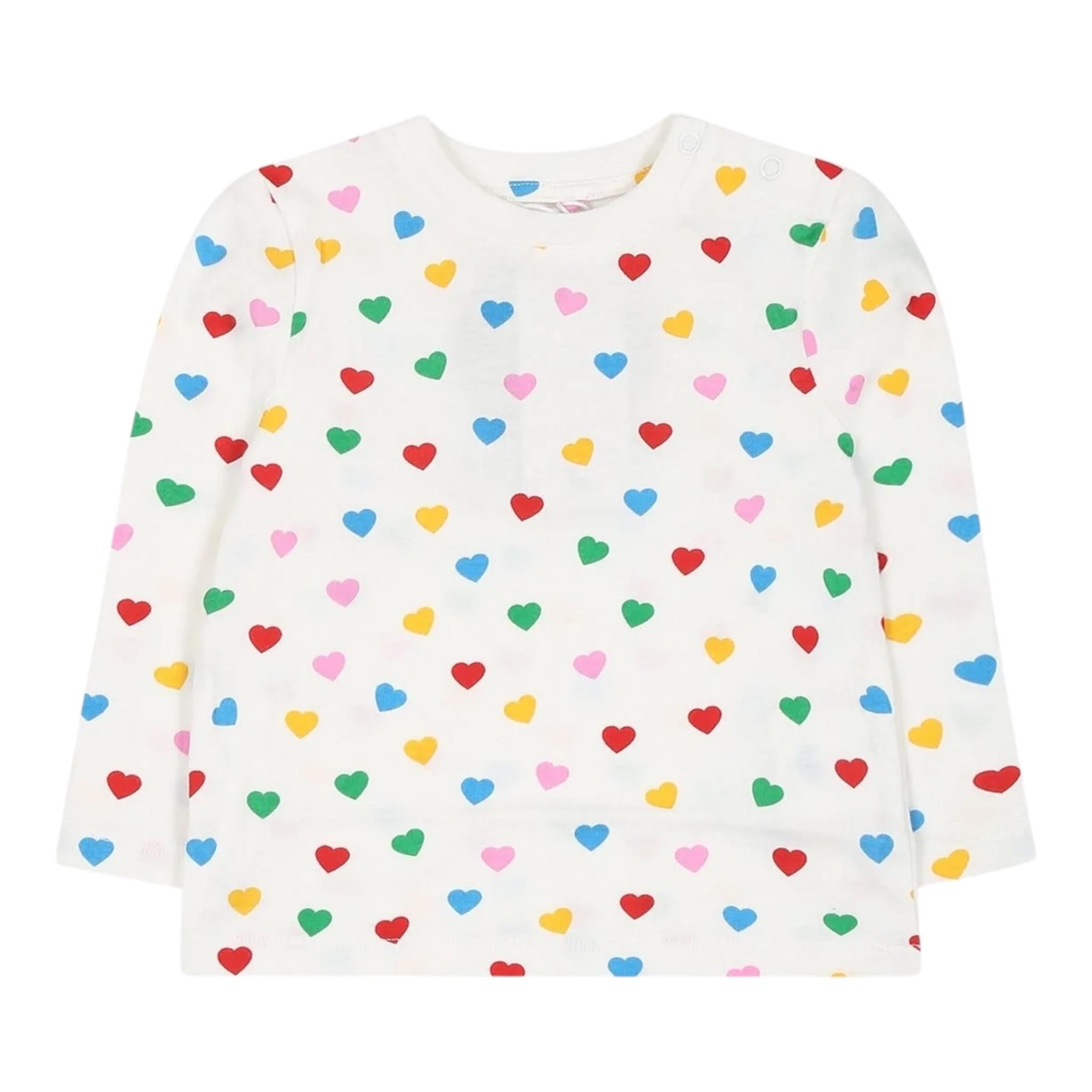STELLA McCARTNEY ahirt girocollo tinta unita fantasia cuori Bianco per Neonata TT8000 BIANCO STELLA McCARTNEY 