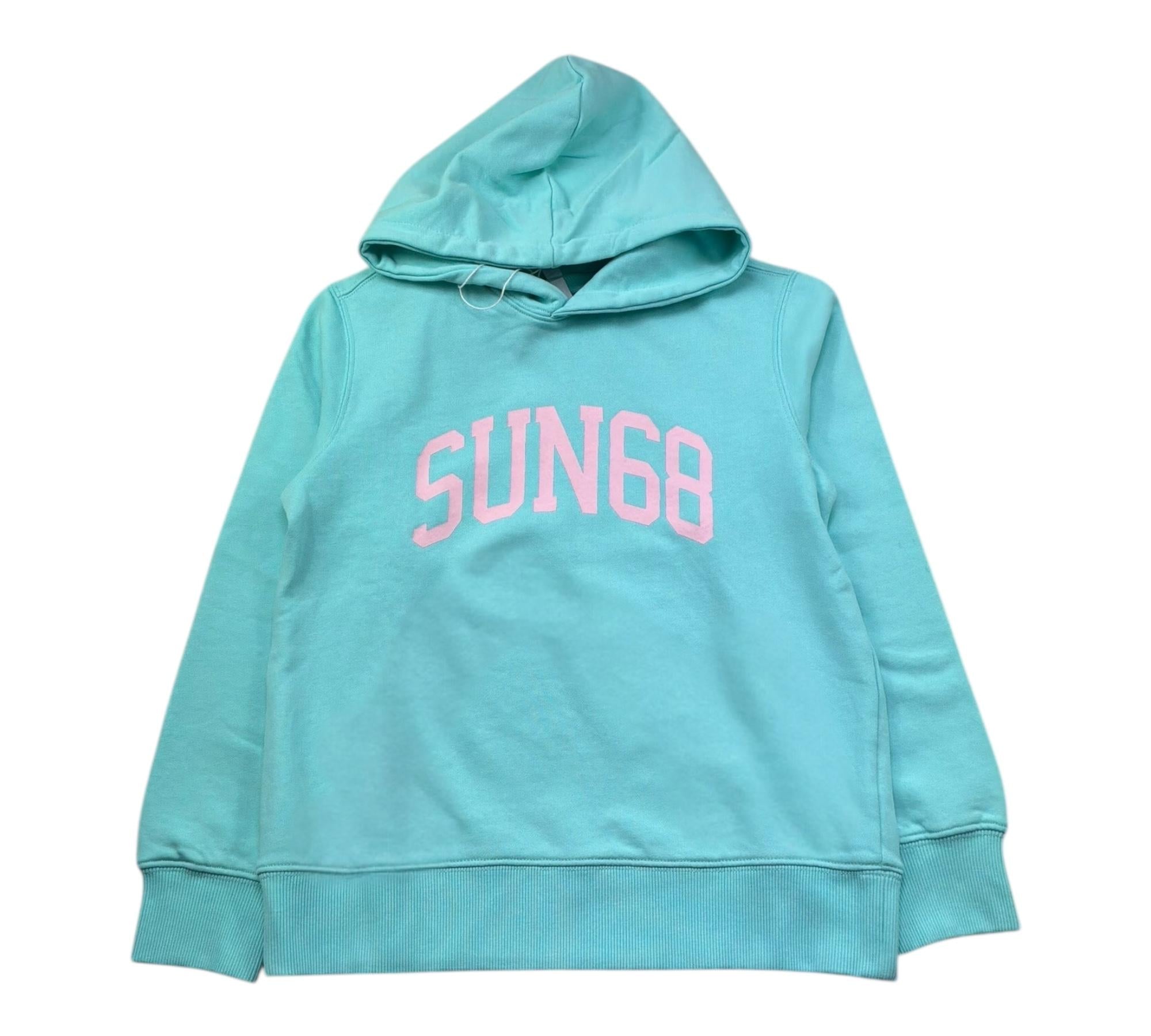 Sun68 Felpa Chiusa con Cappuccio Tinta Unita con Logo per Bambina F34332 VERDE ACQUA SUN68 