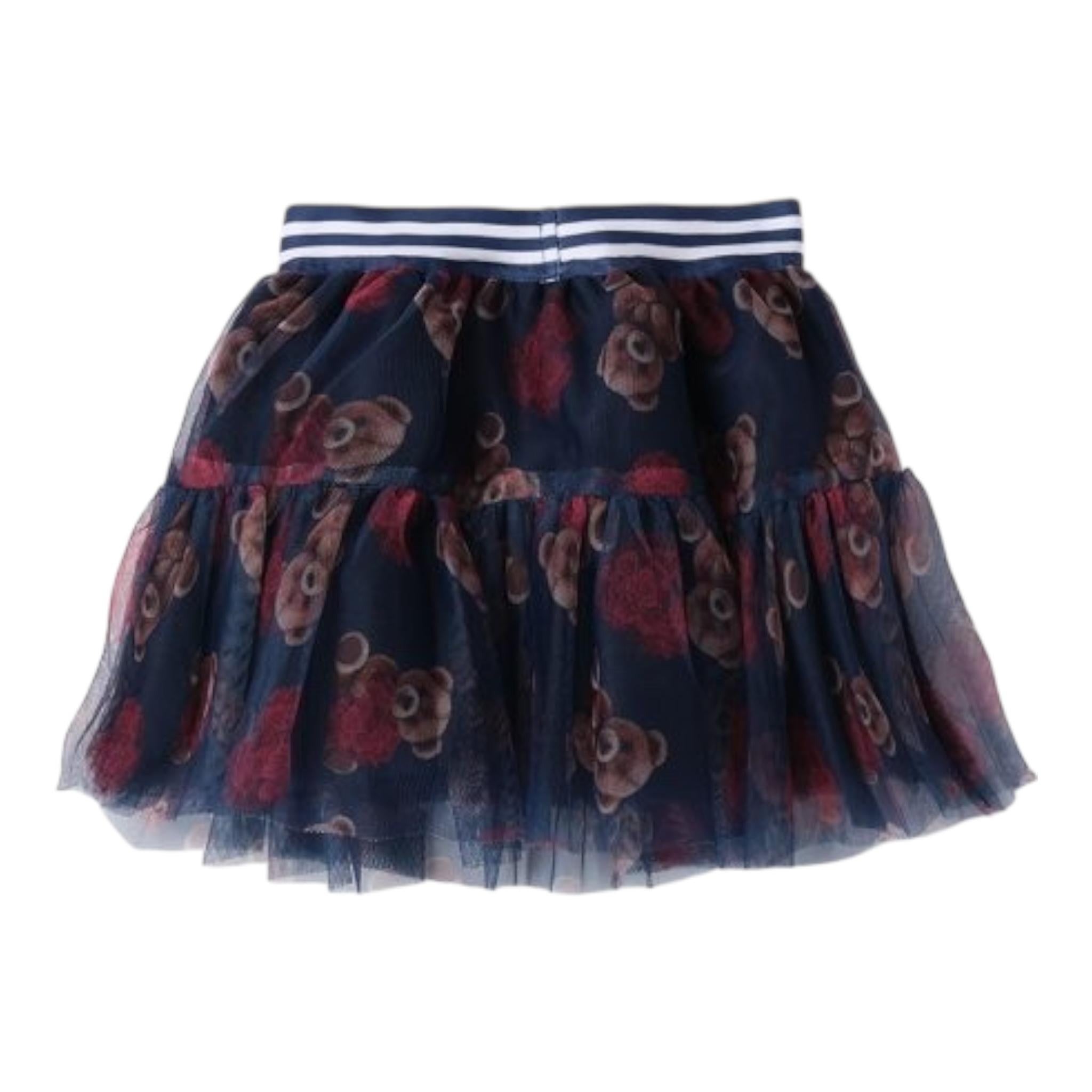 SARABANDA gonna tinta unita con fantasia orsi Blu per Bambina 0A338 BLU SARABANDA 