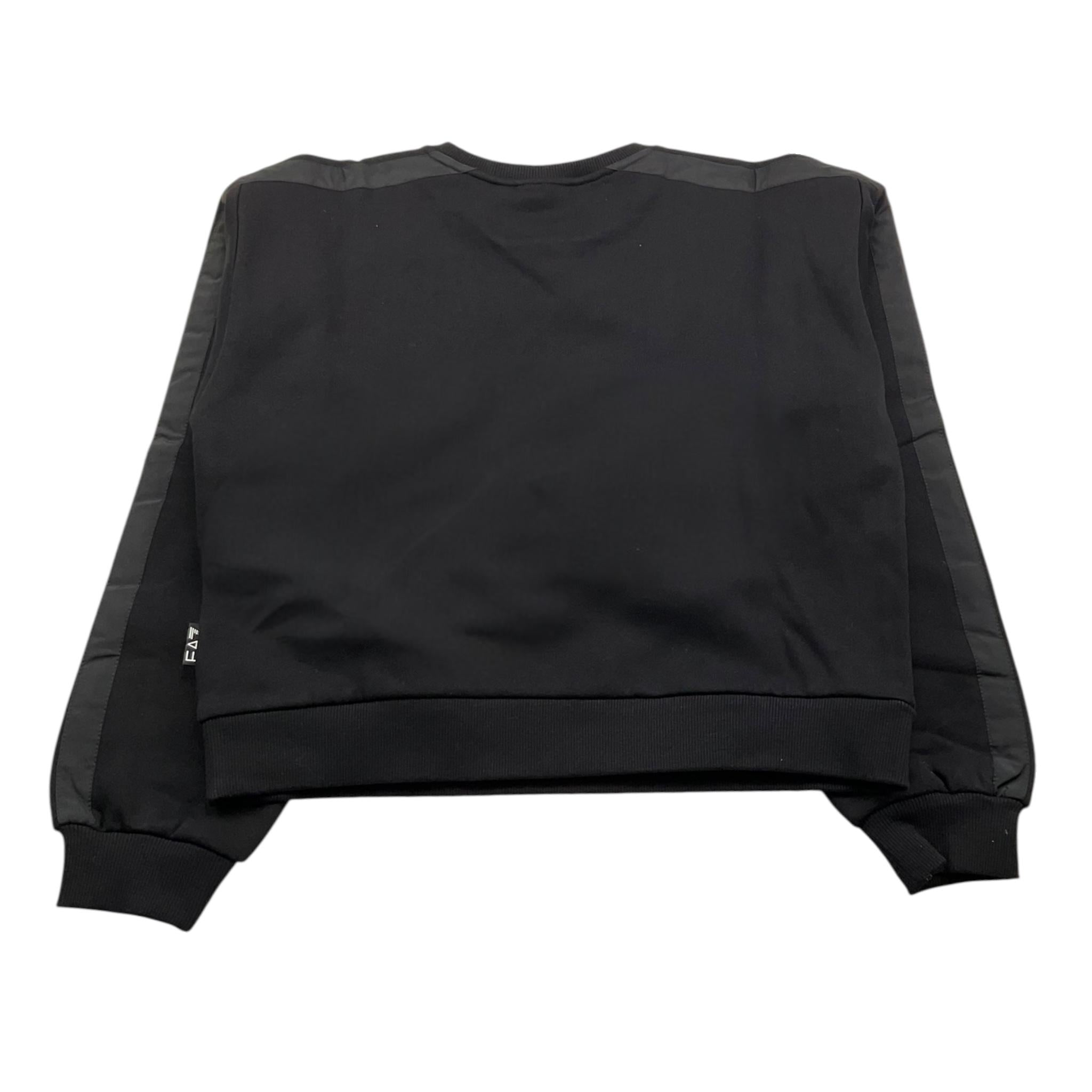 EMPORIO ARMANI felpa chiusa girocollo tinta unita con logo Nero per Bambino 6DFM09 NERO EMPORIO ARMANI 