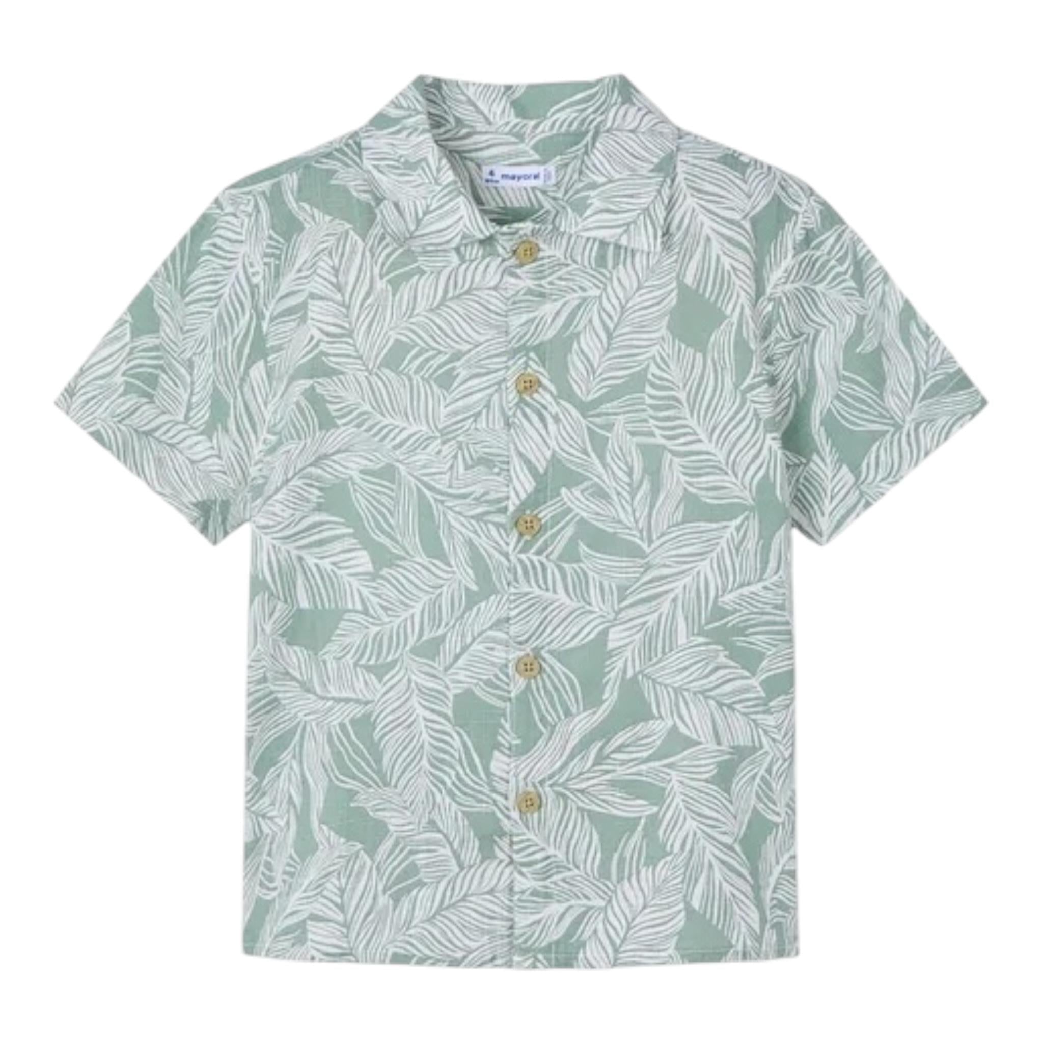 Mayoral Camicia Mezza Manica Tinta Unita con Fantasia per Bambino 3115 VERDE MAYORAL 