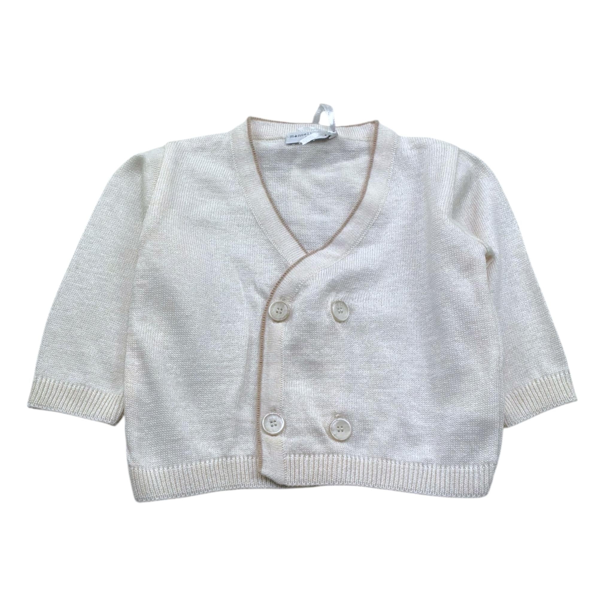 Manuel & Frank Cardigan Tinta Unita con Contrasti per Neonato MF4403 PANNA MANUEL & FRANK 