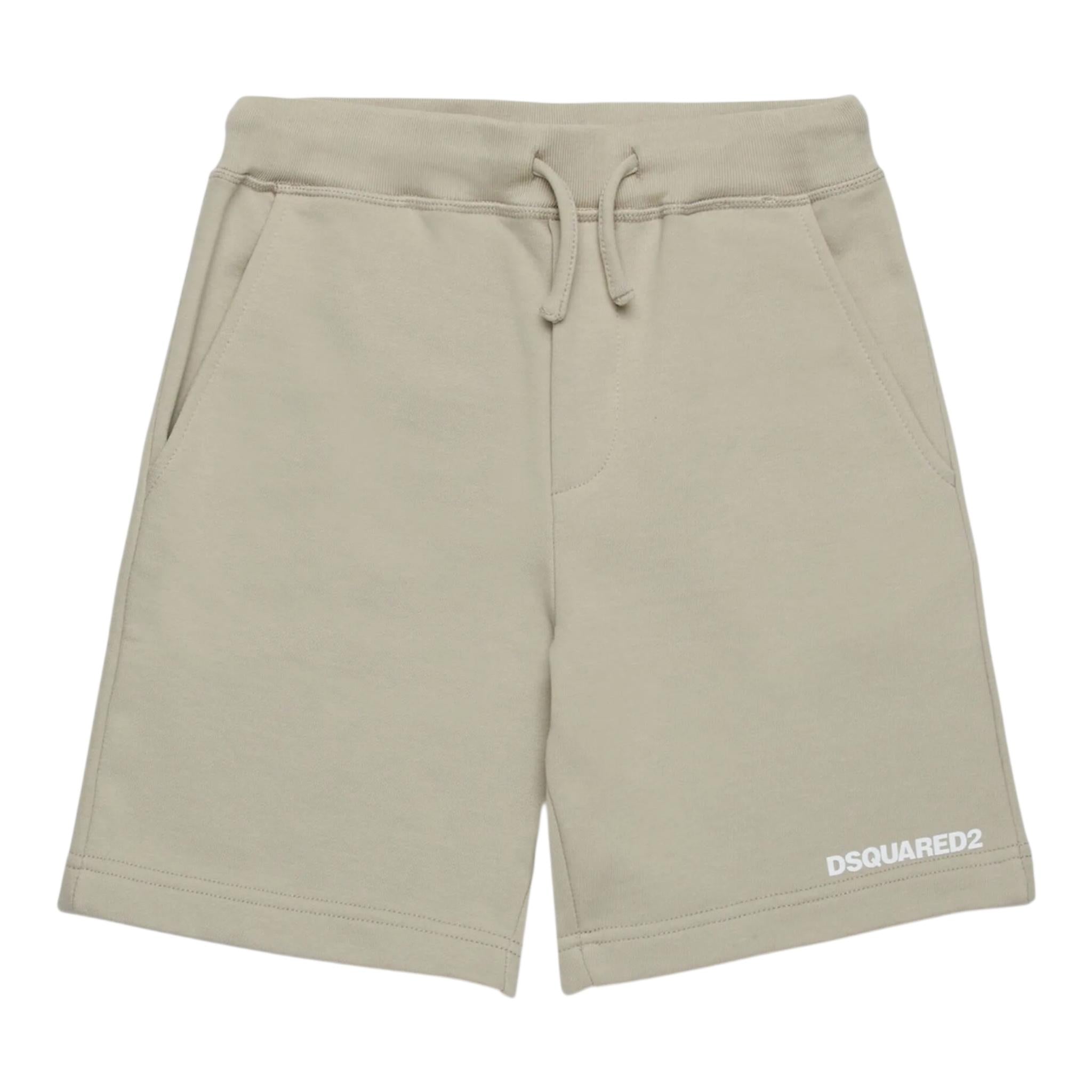 Dsquared2 Bermuda Felpa Tinta Unita con Logo per Neonato DQ2871X BEIGE DSQUARED2 
