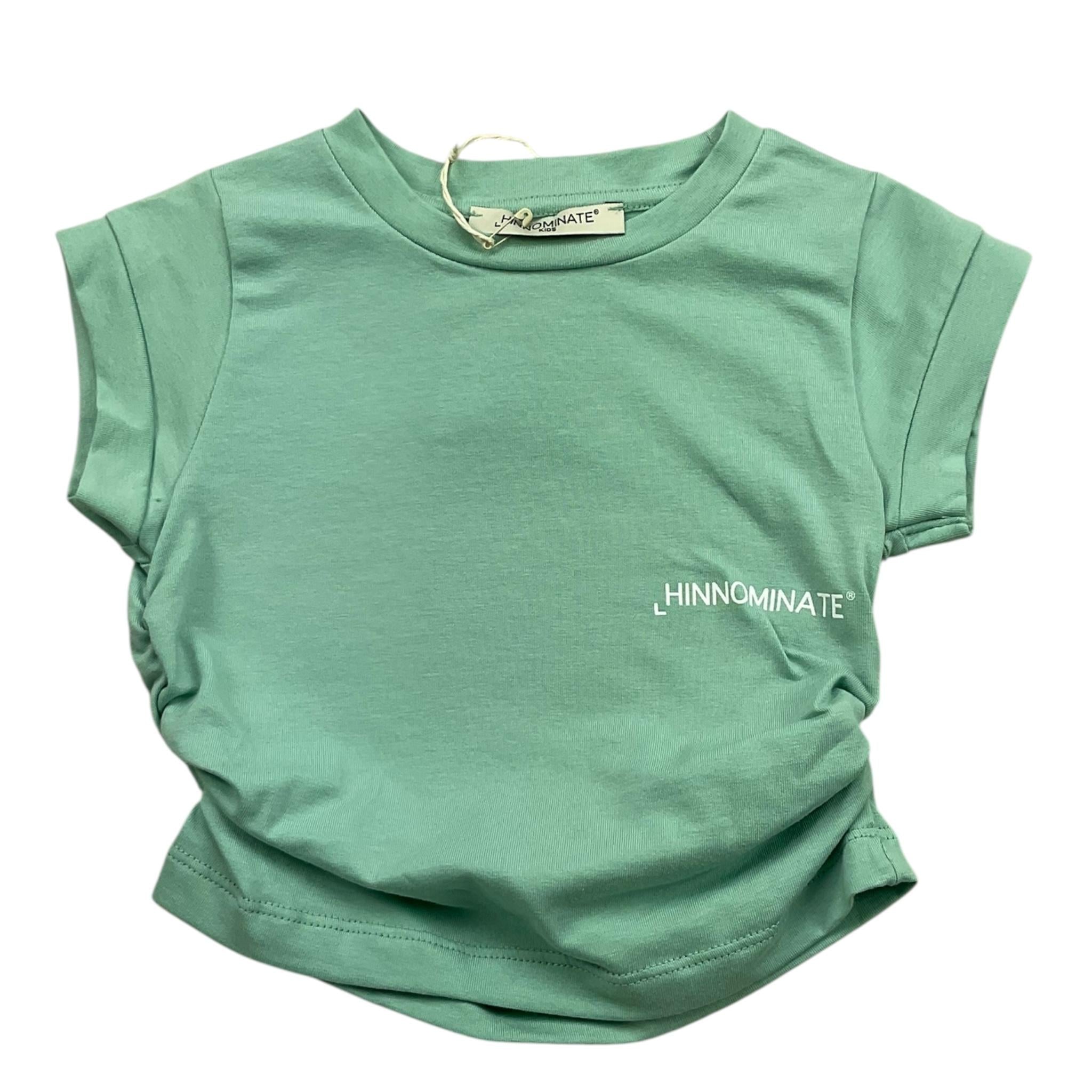 Hinnominate T-Shirt Tinta Unita con Arricci Laterali per Bambina 3646MY00199 VERDE HINNOMINATE 