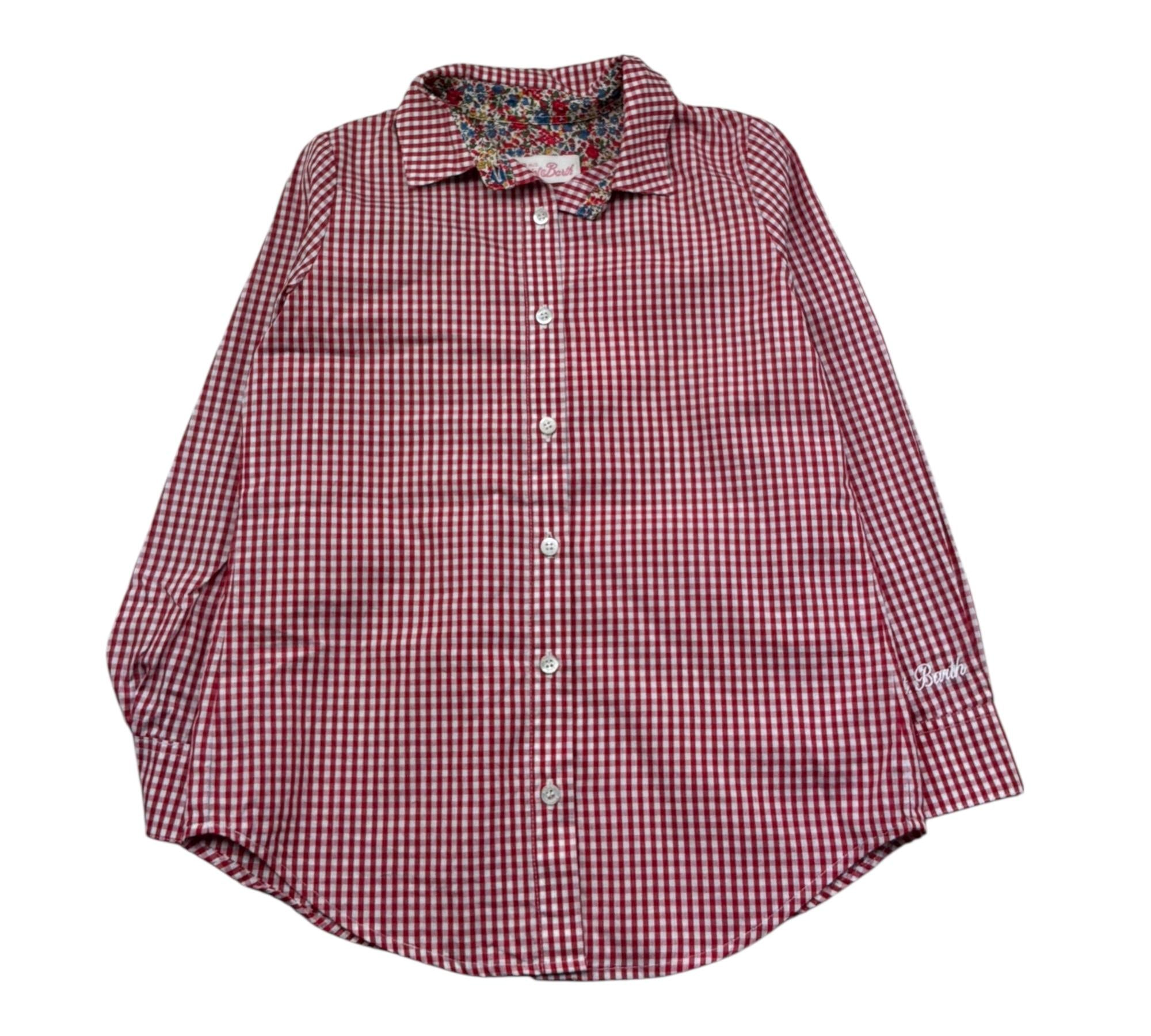 Saint Barth Camicia Manica Lunga Fantasia Quadretti per Bambina COTTON ROSSO SAINT BARTH 
