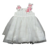 Aletta Abito Giromanica Tinta Unita con Tulle E Babbucce per Neonata HP22225 BIANCO ALETTA 