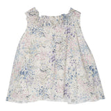 Simonetta Einfarbiges Ärmelloses Kleid mit Beigem Blumenmuster für Mädchen