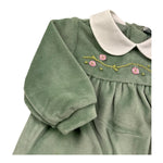 ILFAROBIMBI tutina manica lunga tinta unita in ciniglia Verde per Neonata IFN50970 VERDE ILFAROBIMBI 