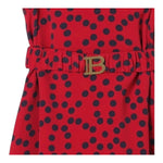 Balmain Abito Tinta con Cintura E Pois per Bambina BU1C12 ROSSO BALMAIN 