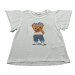 M+E' T-Shirt Girocollo tinta unita con Stampa Bianco per Bambina UE1276J BIANCO M+E' 