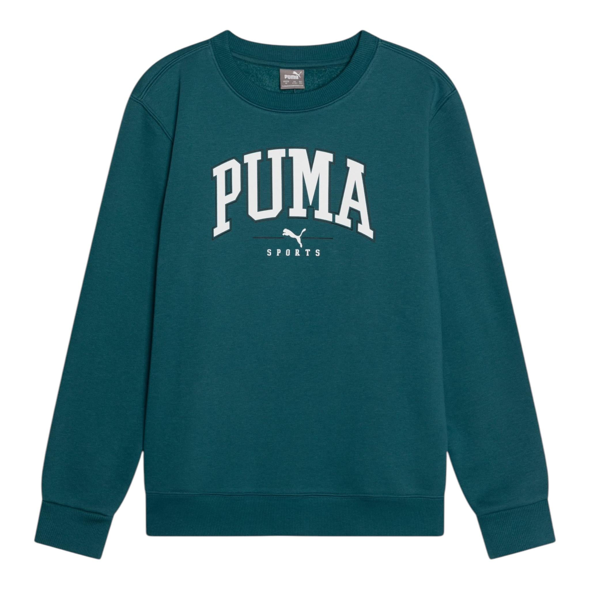PUMA felpa tinta unita con cappuccio e stampa logo Verde per Bambino 682774 VERDE PUMA 
