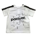 Cesare Paciotti Einfarbiges T-Shirt mit Rundhalsausschnitt und weißem Logo-Print für Jungen