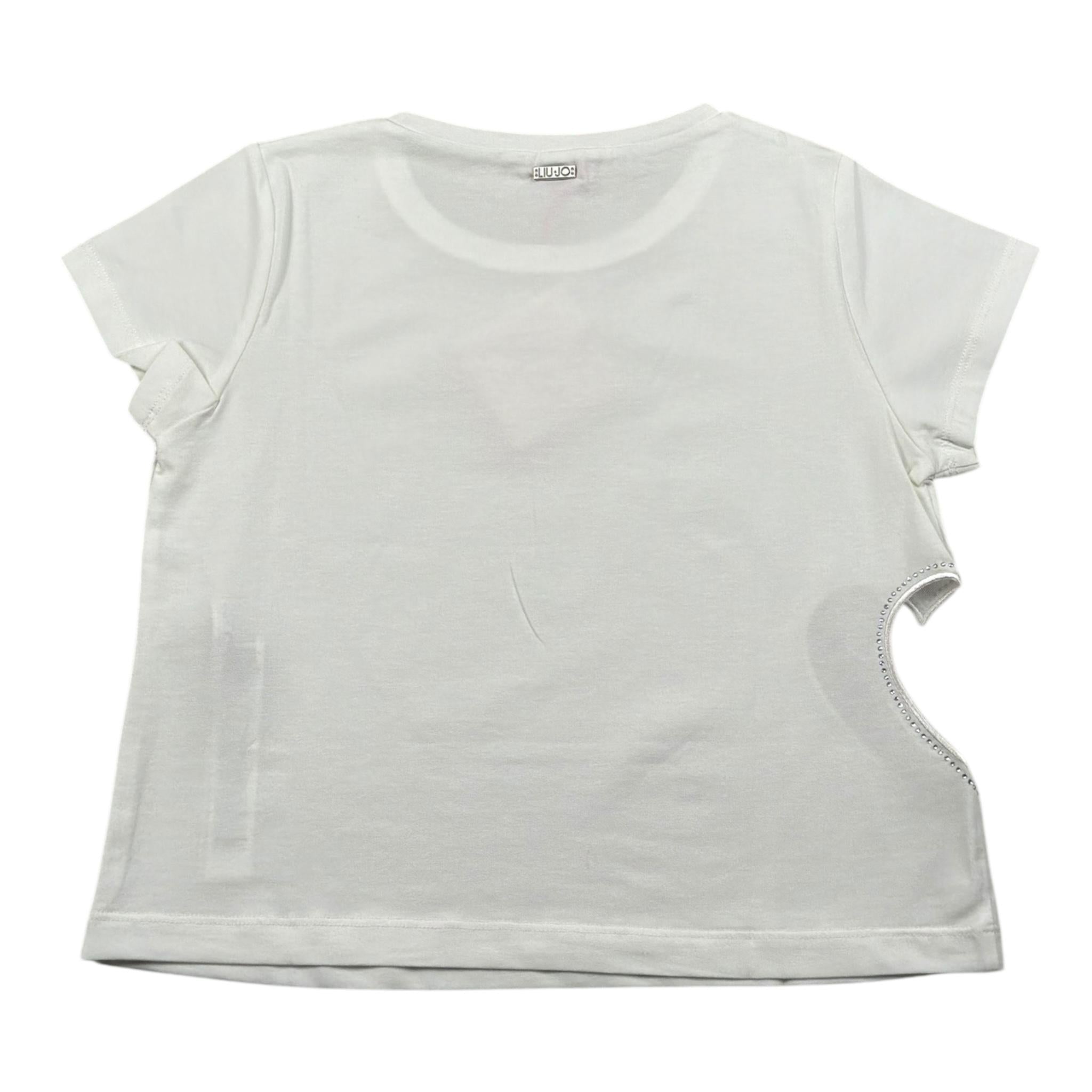 Liu Jo T-Shirt Girocollo Tinta Unita con Applicazione per Bambina GA5067XXX BIANCO LIU JO 