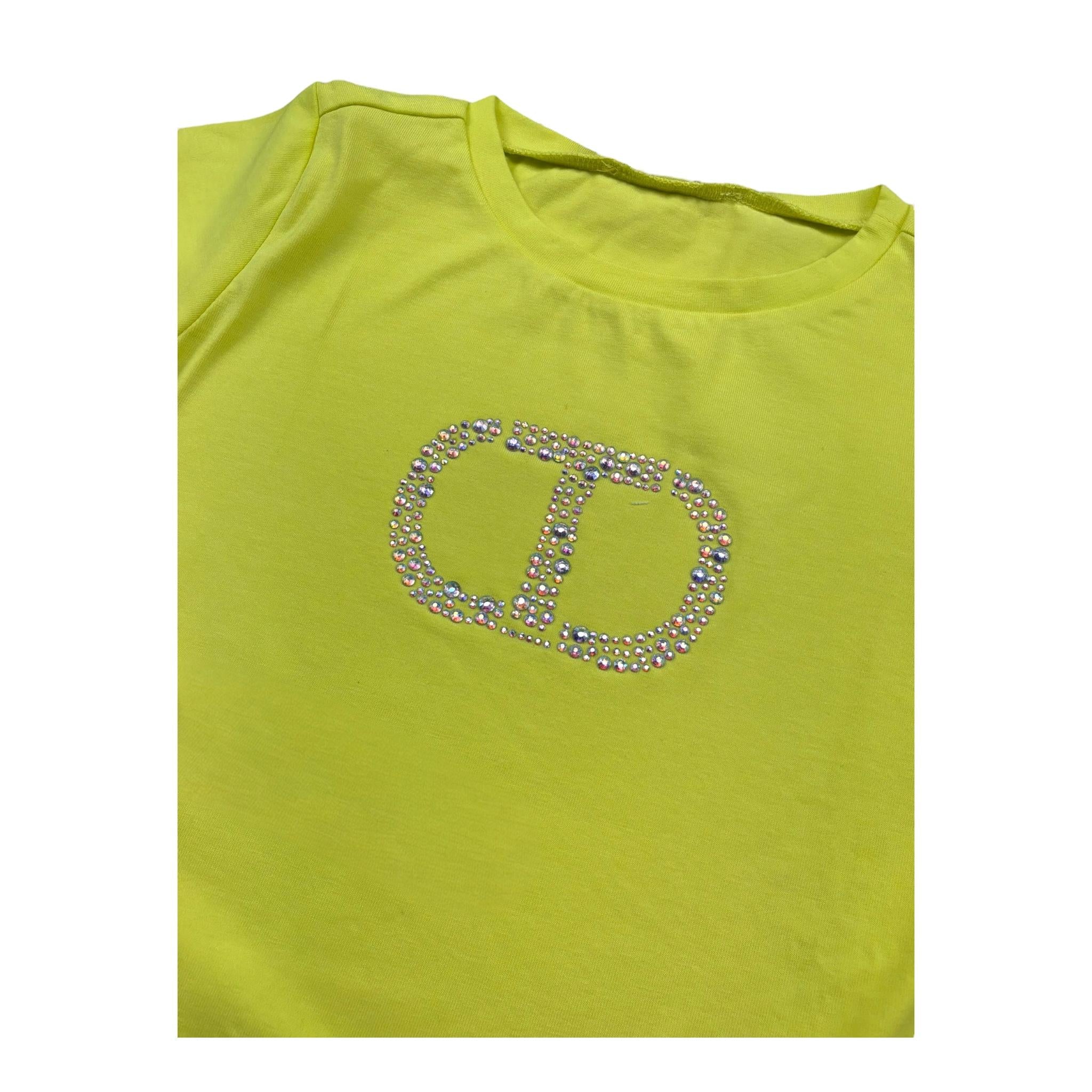 Twinset T-Shirt Girocollo Tinta Unita con Stampa per Bambina 251GJ2485JX GIALLO TWINSET 