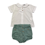 Babidu 2-teiliges Set Shirt-Hose Weiß/Grün für Neugeborene