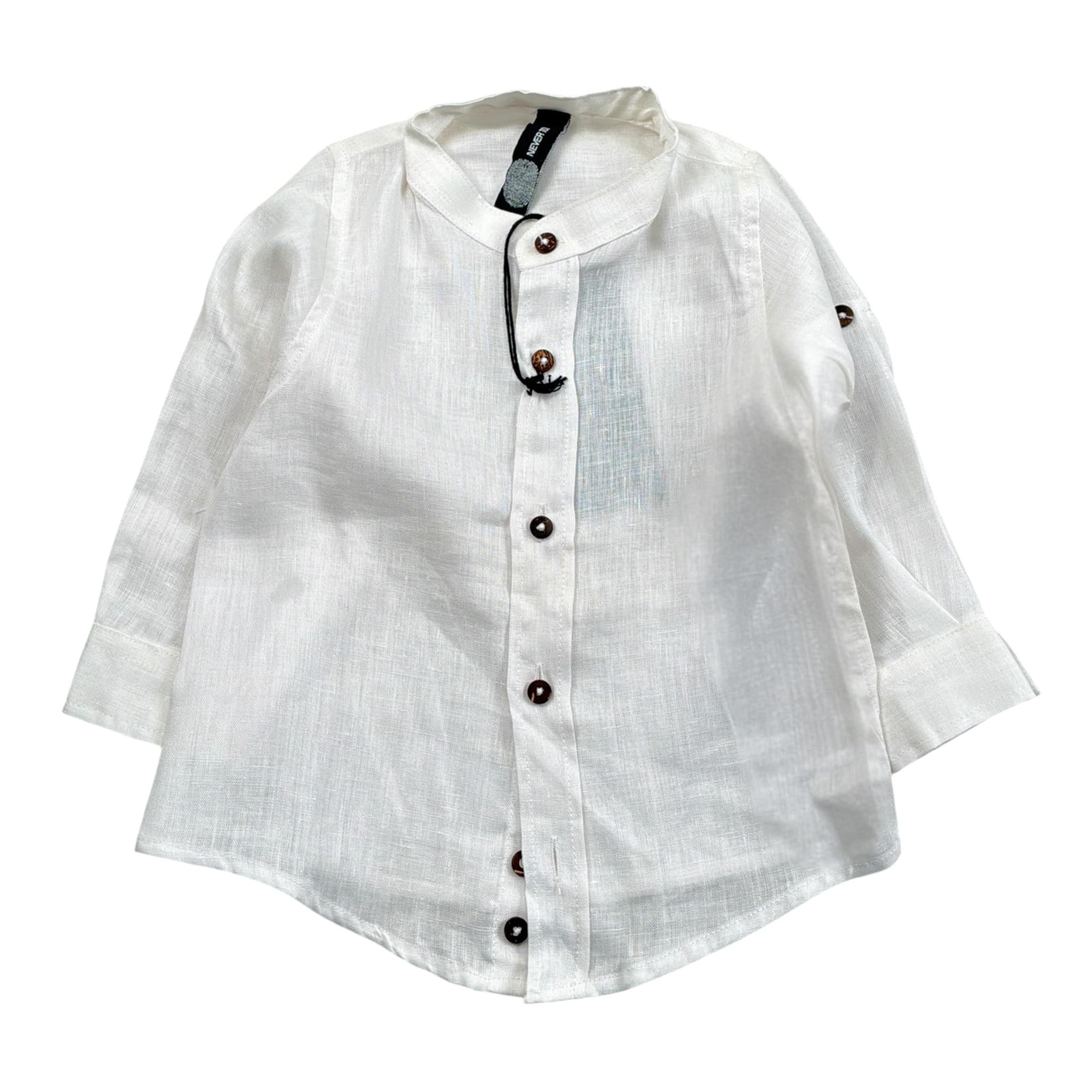 Never Too Camicia tinta unita con Collo Coreano Panna per Bambino NT1232B PANNA NEVER TOO 